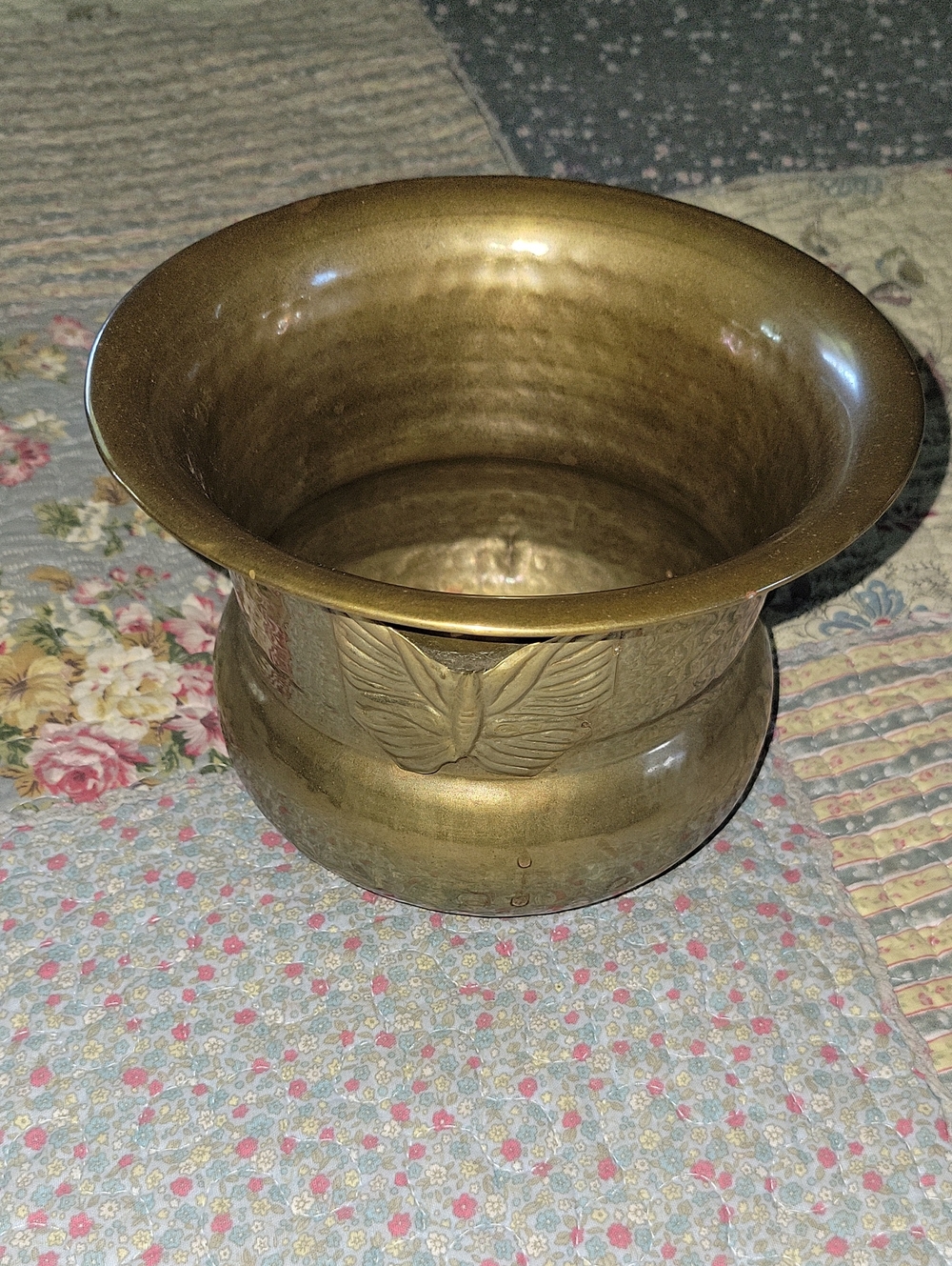 Vintage 1970s Brass Butterfly Squat Pot Planter Made in India Planter
